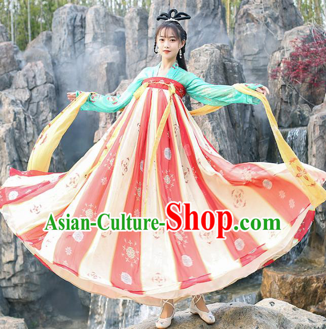 Chinese Traditional Ancient Palace Lady Apparels Tang Dynasty Royal Princess Hanfu Dress Historical Costumes for Women