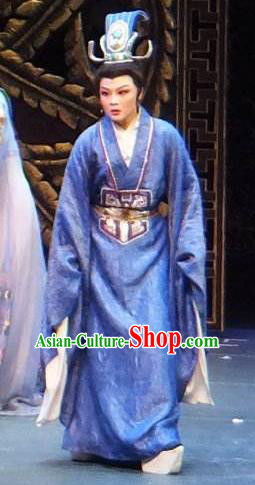 Chinese Yue Opera Young Man Niche Apparels Zhen Huan Shaoxing Opera Xiao Sheng Costumes Prince Garment and Headpieces