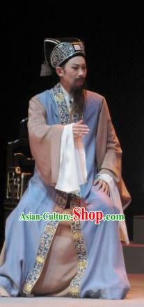 Chinese Yue Opera Elderly Male Patriarch Costumes Garment Shuang Yu Chan Shaoxing Opera Clothing Landlord Apparels and Hat