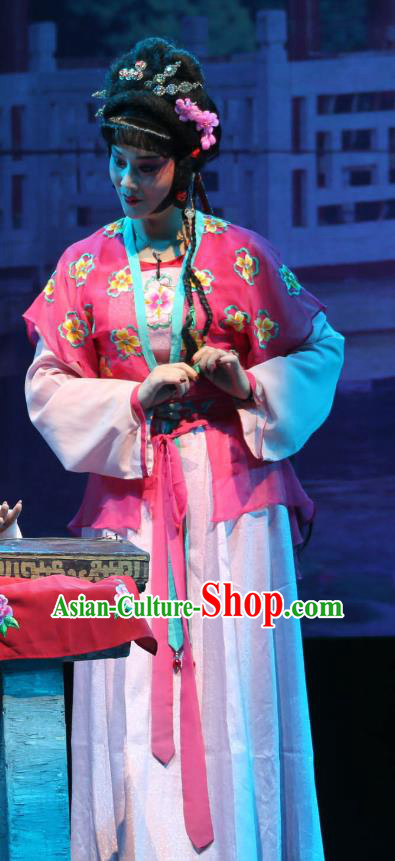 Chinese Shaoxing Opera Young Gilr Dress Garment A Tragic Marriage Yue Opera Costumes Maidservant Apparels and Headwear