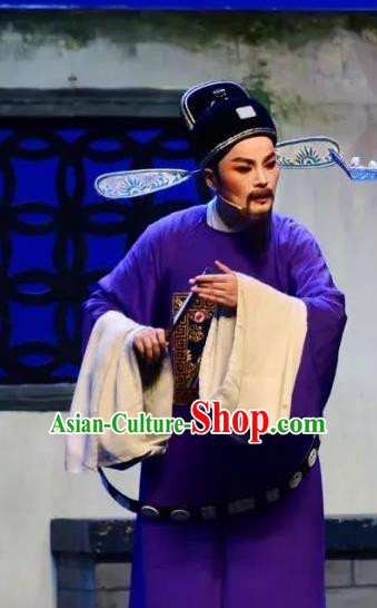 Chinese Yue Opera Country Magistrate Minister Costumes and Hat Shaoxing Opera Yan Zhi Apparels Garment Official Zhang Hong Elderly Male Vestment