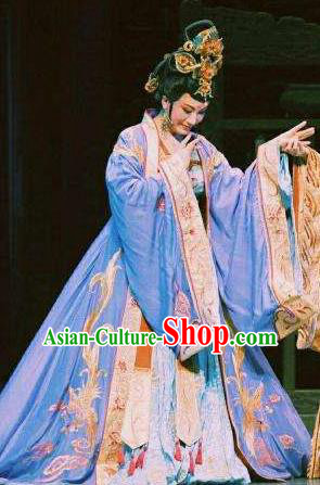 Chinese Shaoxing Opera Imperial Consort Costumes Yue Opera Zhen Huan Apparels Hua Tan Garment Court Lady Dress and Headpieces