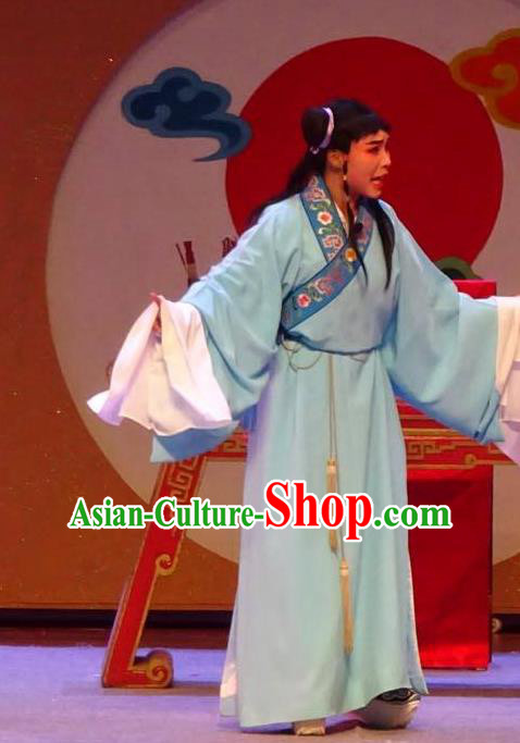 Chinese Yue Opera Costumes The Wrong Red Silk Xiao Sheng Garment Shaoxing Opera Young Man Role Apparels Robe and Headwear