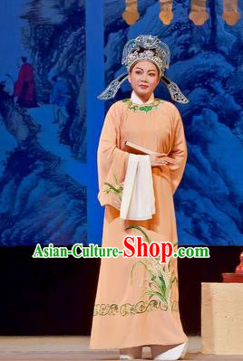 Chinese Yue Opera Gifted Scholar Costumes Flirting Scholar Garment Shaoxing Opera Xiao Sheng Young Man Role Apparels Robe and Hat