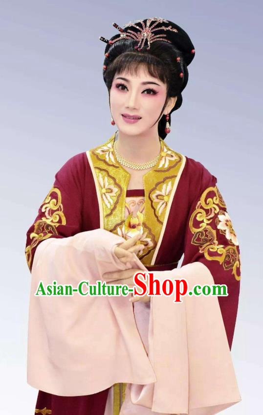 Chinese Shaoxing Opera Hua Tan Meng Lijun Apparels Costumes Yue Opera Actress Dress Young Lady Garment and Hair Ornaments