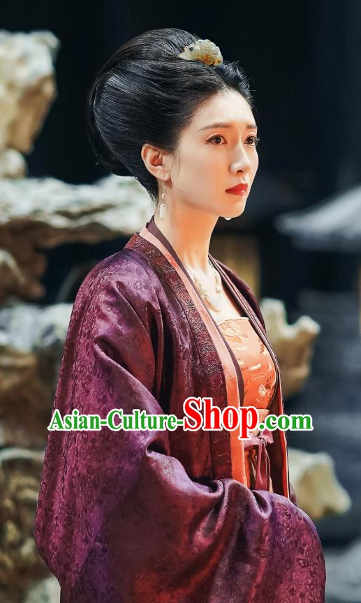 Chinese Ancient Imperial Empress Hanfu Dress Drama Serenade of Peaceful Joy Song Dynasty Queen Cao Danshu Historical Costumes and Headpieces