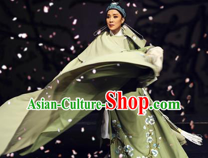 Yue Opera Lu You And Tang Wan Chinese Scholar Costumes Green Robe and Hat Shaoxing Opera Young Male Apparels Niche Poet Garment