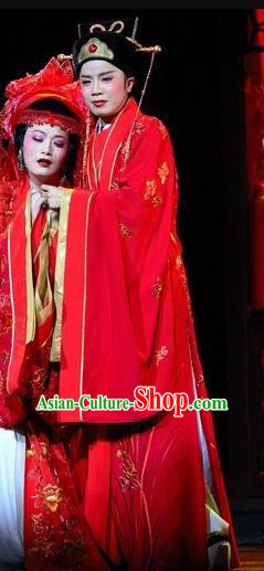 Chinese Yue Opera Lu You And Tang Wan Costumes and Headwear Shaoxing Opera Niche Xiaosheng Scholar Wedding Apparels Garment