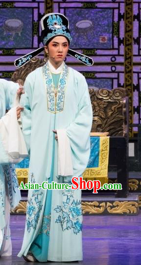 Chinese Yue Opera Scholar Wu Nv Bai Shou Costumes and Headwear Shaoxing Opera Xiaosheng Apparels Young Male Garment