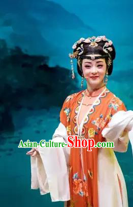 Chinese Shaoxing Opera Hua Tan Apparels and Headpieces Yue Opera Young Female Costumes Shuang Jiao Jie Qin Noble Lady Dress Garment