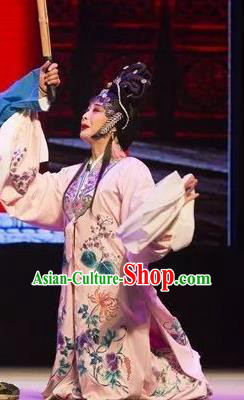 Chinese Shaoxing Opera Young Female Apparels and Headpieces Yue Opera Tell On Sargam Pink Dress Distress Maiden Garment Costumes
