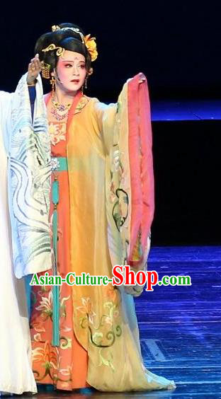Chinese Shaoxing Opera Princess Taiping Costumes and Headpieces Yue Opera Farewell Song of Da Tang Apparels Hua Tan Dress Garment
