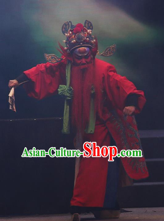 Chinese Yue Opera Assistant The Ungrateful Lover Qing Tan Garment Costumes and Headwear Shaoxing Opera Wusheng Hell Official Clothing Apparels