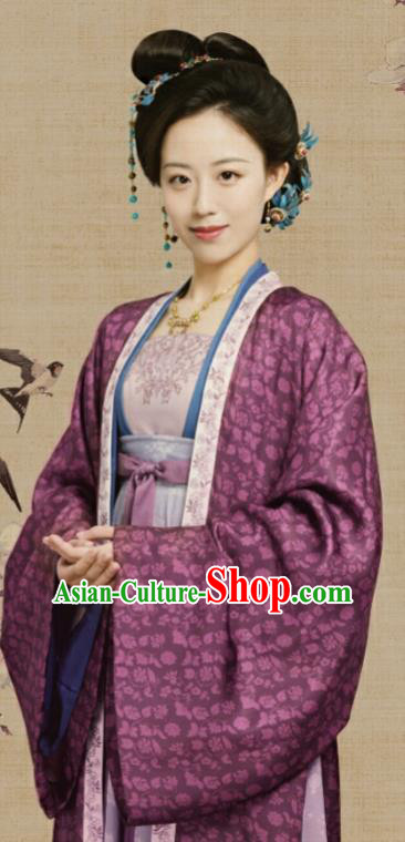 Chinese Ancient Royal Countess Clothing Drama Serenade of Peaceful Joy Song Dynasty Noble Dame Historical Costumes and Hair Jewelry