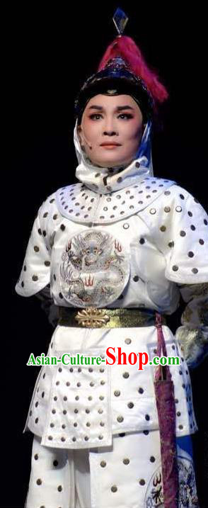 Chinese Yue Opera Young General Armor Garment Romance of the King Regency Costumes and Headwear Shaoxing Opera Dorgon Apparels