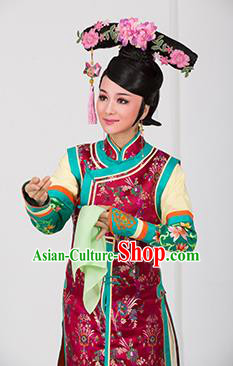 Romance of the King Regency Chinese Shaoxing Opera Princess Dress Costume and Headdress Yue Opera Apparels Qing Dynasty Court Lady Garment