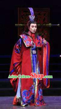 Chinese Yue Opera Emperor Costumes and Headpieces Han Xing Wei Yang Shaoxing Opera Garment Clothing Young Male Apparels