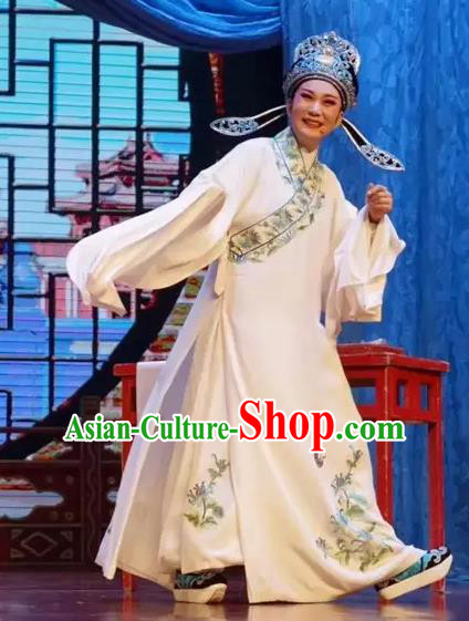 Chinese Yue Opera Young Male Costumes and Headwear A Bride For A Ride Shaoxing Opera Scholar Garment Zhou Wenbin Apparels Robe