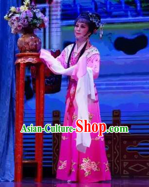 Chinese Shaoxing Opera A Bride For A Ride Wang Xiuying Apparels Costume and Headpieces Yue Opera Hua Tan Garment Rosy Dress