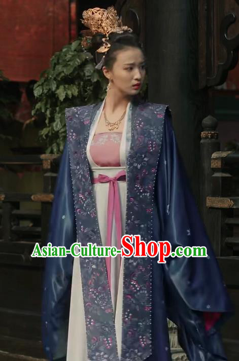 Chinese Ancient Hanfu Dress Garment Drama Serenade of Peaceful Joy Song Dynasty Imperial Consort Zhang Historical Costumes and Headdress