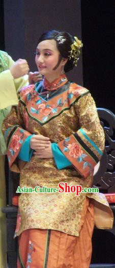 Chinese Shaoxing Opera Rich Female Costumes and Hair Accessories Ban Ba Jan Dao Yue Opera Consort Dress Garment Apparels