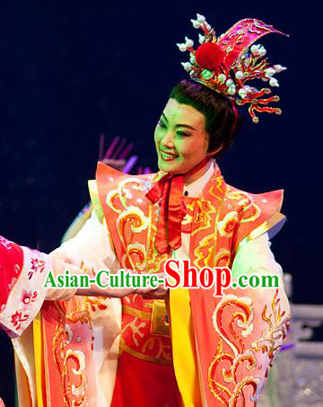 Chinese Yue Opera Young Male Costumes and Headpiece Hai Ming Zhu Shaoxing Opera Xiaosheng Garment Prince Shanhu Apparels