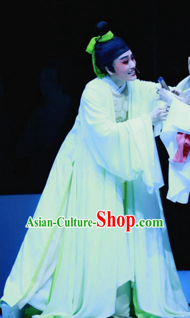 Liu Yong Chinese Yue Opera Xiao Sheng Poet Garment and Headwear Shaoxing Opera Scholar Apparels Costumes Young Male Role