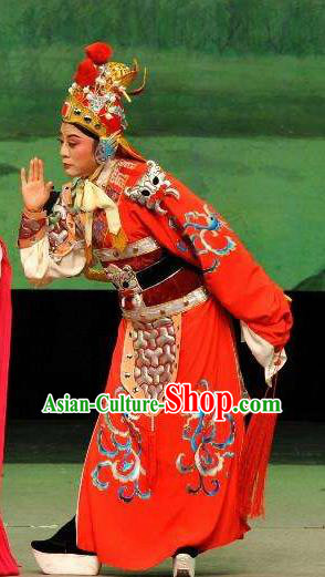 Chinese Yue Opera Martial Male Apparels and Headwear From Love to Patriotism Deliver the Messenger Shaoxing Opera Takefu Wusheng Garment Costumes