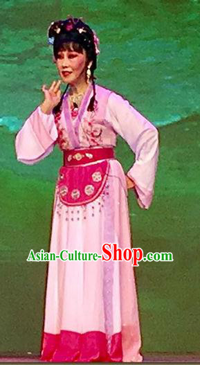 Chinese Shaoxing Opera Court Maid Apparels From Love to Patriotism Deliver the Messenger Costumes and Hair Accessories Yue Opera Xiao Dan Dress Garment