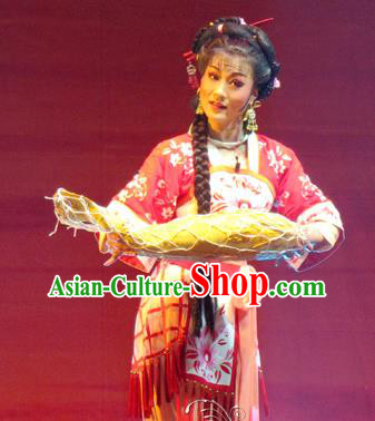 Chinese Shaoxing Opera Actress Costumes and Headpieces Yue Opera Hua Tan Hai Ming Zhu Fisher Maiden Dress Apparels Garment