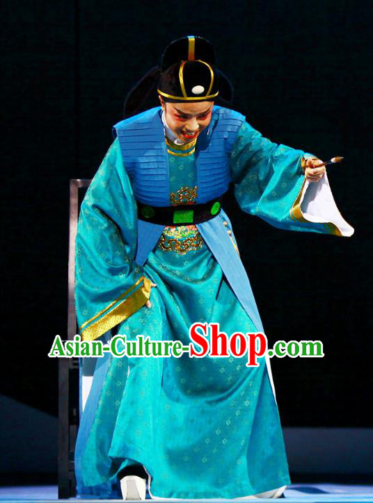 Liu Yong Chinese Yue Opera Young Man Green Robe Garment and Hat Shaoxing Opera Scholar Poet Costumes Apparels