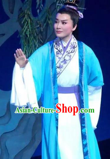 Chinese Yue Opera Scholar Liu Yi Apparels and Headwear The Princess Messenger Farewell at Lakeside Shaoxing Opera Xiaosheng Garment Niche Costumes
