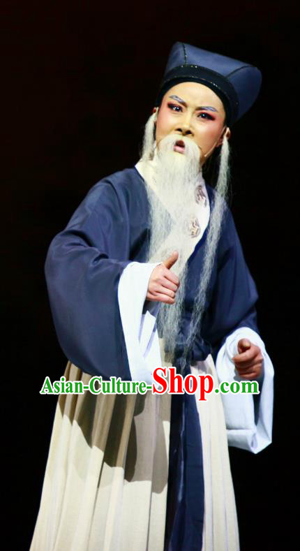 Liu Yong Chinese Yue Opera Elderly Male Garment and Headwear Shaoxing Opera Lao Sheng Costumes Apparels Old Man Clothing