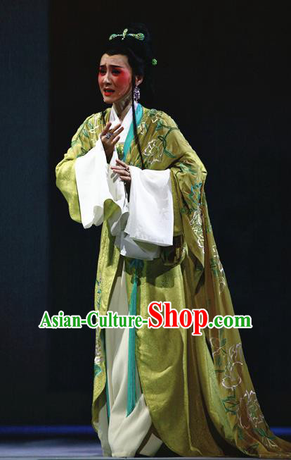 Chinese Shaoxing Opera Hua Dan Young Female Dress Costumes and Headpieces Yue Opera Liu Yong Geisha Actress Garment Apparels