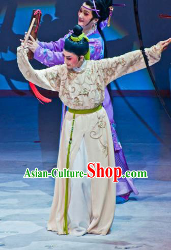 Chinese Yue Opera Scholar Poet Liu Yong Garment and Headwear Shaoxing Opera Xiao Sheng Costumes Apparels Young Man Robe Clothing