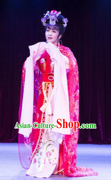 Chinese Shaoxing Opera Courtesan Du Shiniang Costumes and Headpieces The Beautiful Courtesan Yue Opera Hua Tan Dress Actress Garment Apparels