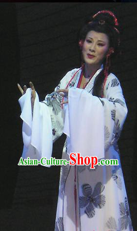 Chinese Shaoxing Opera Tsing Yi Du Shiniang Apparels and Headpieces The Beautiful Courtesan Yue Opera Hua Tan Dress Distress Maiden Actress Garment Costumes