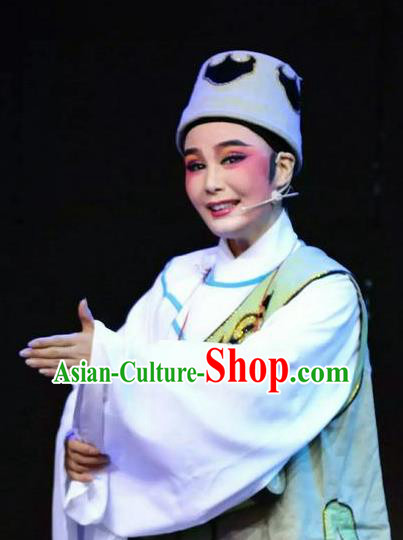 Chinese Yue Opera Night Watchman Zhuang Yuan Da Geng Xiaosheng Garment Costumes and Headwear Shaoxing Opera Young Male Bellman Apparels