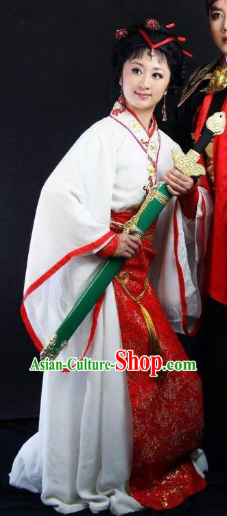 Chinese Shaoxing Opera Hua Tan Actress Garment Costumes and Hair Accessories Yue Opera Yu Beauty Young Lady Dress Yu Ji Apparels