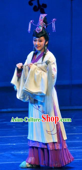 Chinese Shaoxing Opera Actress Costumes and Headdress Yue Opera Hua Tan Dao Guan Qin Yuan Taoist Nun Dress Chen Miaochang Apparels Garment