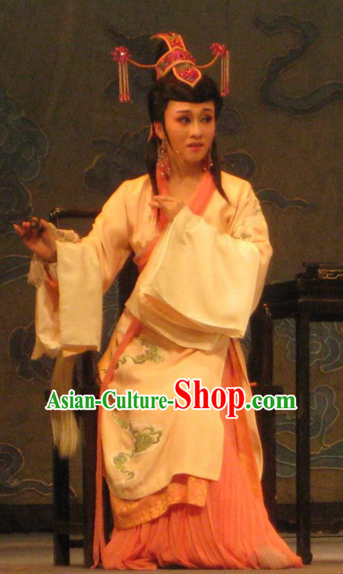 Chinese Shaoxing Opera Taoist Nun Costumes and Headdress Yue Opera Hua Tan Dao Guan Qin Yuan Dress Actress Chen Miaochang Garment Apparels