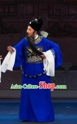 Li Mei Yue Chinese Yue Opera Elderly Male Yuan Ruhai Costumes and Hat Shaoxing Opera Laosheng Garment Apparels Magistrate Official Clothing