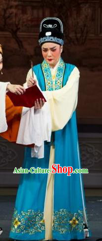 Li Mei Yue Chinese Yue Opera Scholar Costumes and Headwear Shaoxing Opera Xiaosheng Yan Wenmin Young Man Garment Apparels