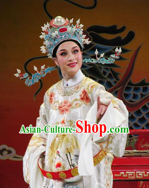 Chinese Yue Opera Number One Scholar Li Mei Yue Clothing and Hat Shaoxing Opera Xiaosheng Apparels Garment Young Male Costumes