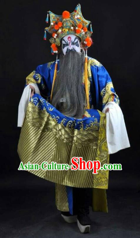 Li Mei Yue Chinese Yue Opera Old Man Costumes and Headwear Shaoxing Opera Laosheng Clothing Elderly Male Lang Hengxing Apparels Garment