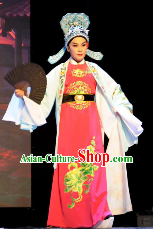 He Wenxiu Chinese Yue Opera Young Male Zhang Tang Apparels Costumes and Headwear Shaoxing Opera Xiaosheng Bully Garment Clothing