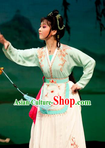 Emperor and the Village Girl Chinese Shaoxing Opera Xiaodan Dress Costumes and Headpieces Young Female Garment Yue Opera Country Lady Apparels