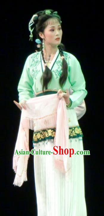 Emperor and the Village Girl Chinese Shaoxing Opera Country Lady Dress Apparels Costumes and Headdress Yue Opera Xiaodan Young Female Garment