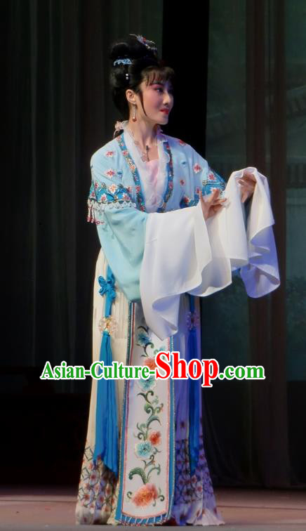 Chinese Shaoxing Opera Rich Female Dress Garment and Headpieces Yue Opera Costumes Emperor and the Village Girl Young Lady Apparels