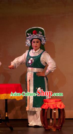 Chinese Yue Opera Wusheng Costumes and Hat Emperor and the Village Girl Shaoxing Opera Martial Male Apparels Soldier Garment